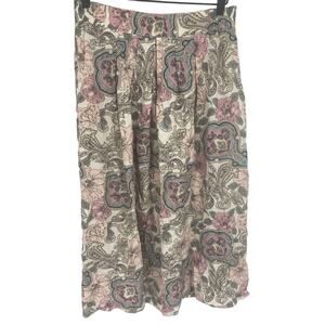 Vintage 1980's Norton McNaughton Womens 14 Paisley Floral Maxi Pleated Skirt